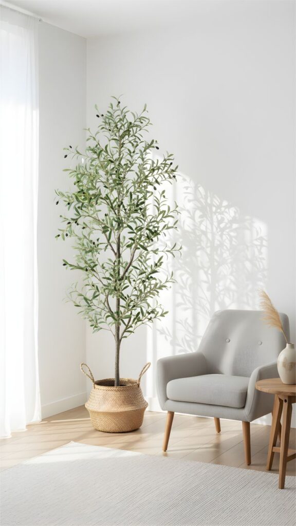 ae38903aa7949071332bdd385048ece3 The Green Room 140cm Realistic Artificial Olive Tree in Handwoven Seagrass Planter.