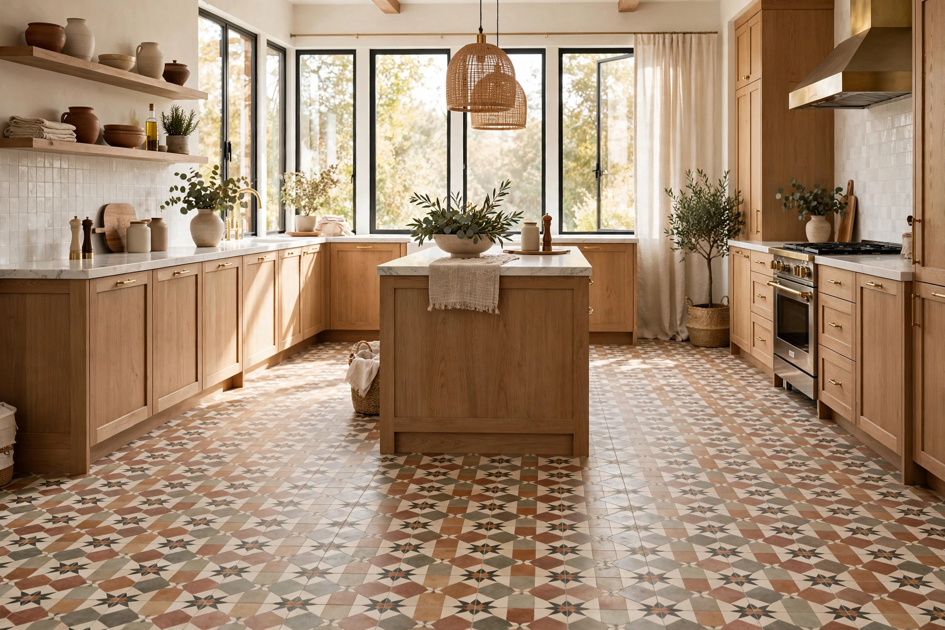 Beautiful Kitchen Interior Showcasing Stylish Flooring Design