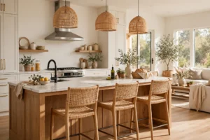 Kitchen Island Seating In A Bright Open Layout Kitchen