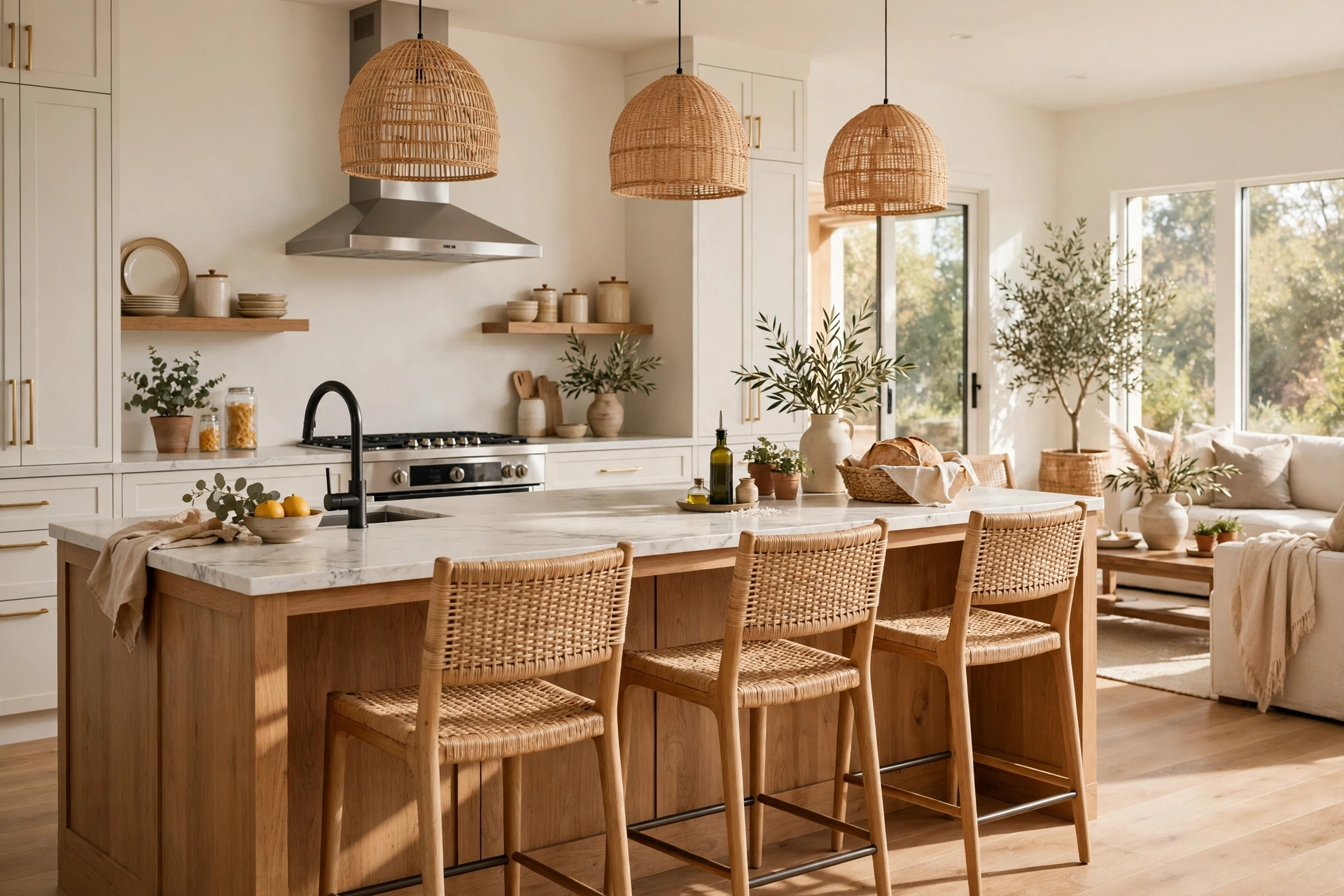 Kitchen Island Seating In A Bright Open Layout Kitchen