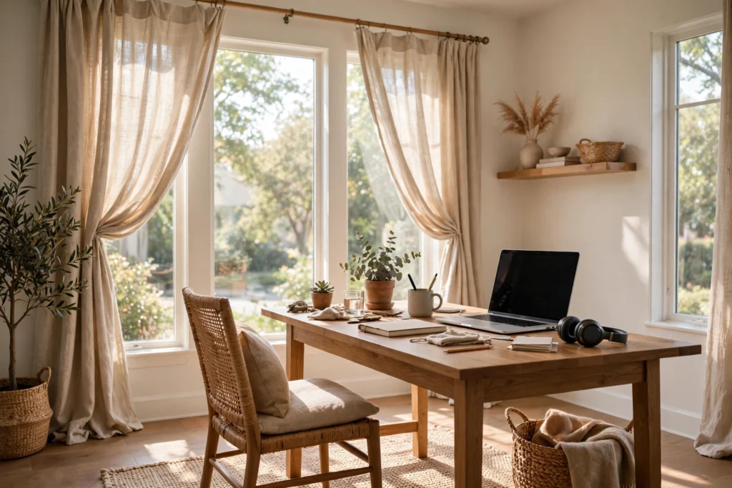 Home Office Curtain Ideas for Light, Privacy, and Style