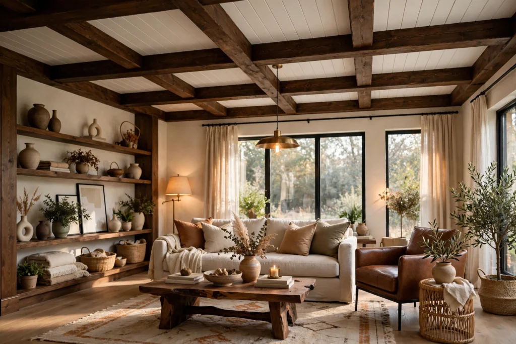 Living Room With Stunning Statement Ceiling Design