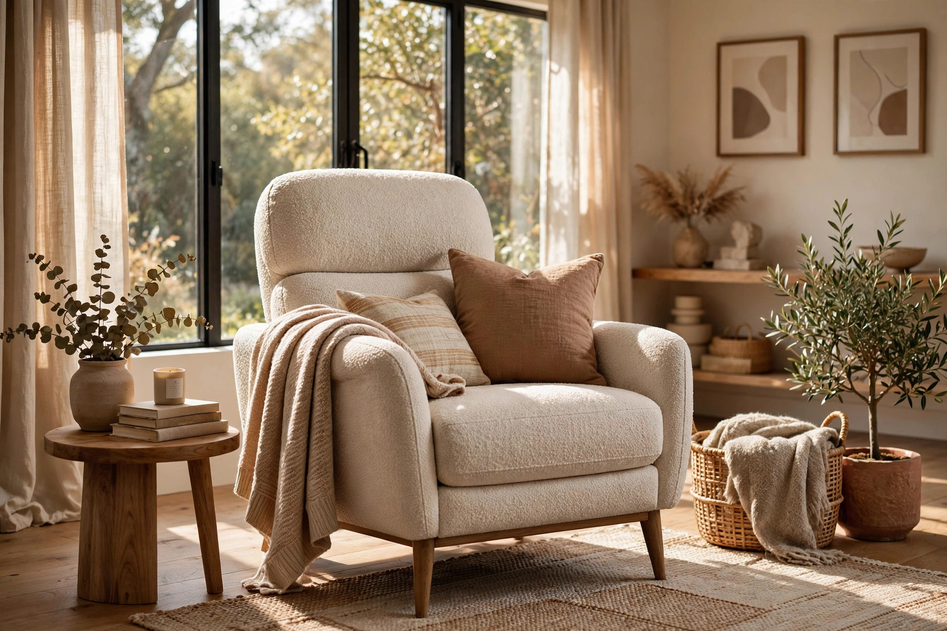 Stylish modern recliner chair as the centerpiece of a cozy living room