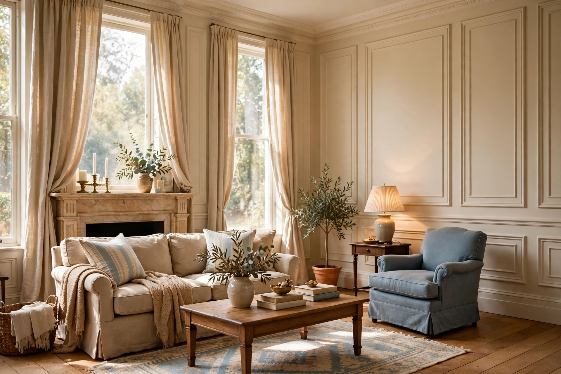Classic Picture Frame Wall Molding In A Traditional Living Room