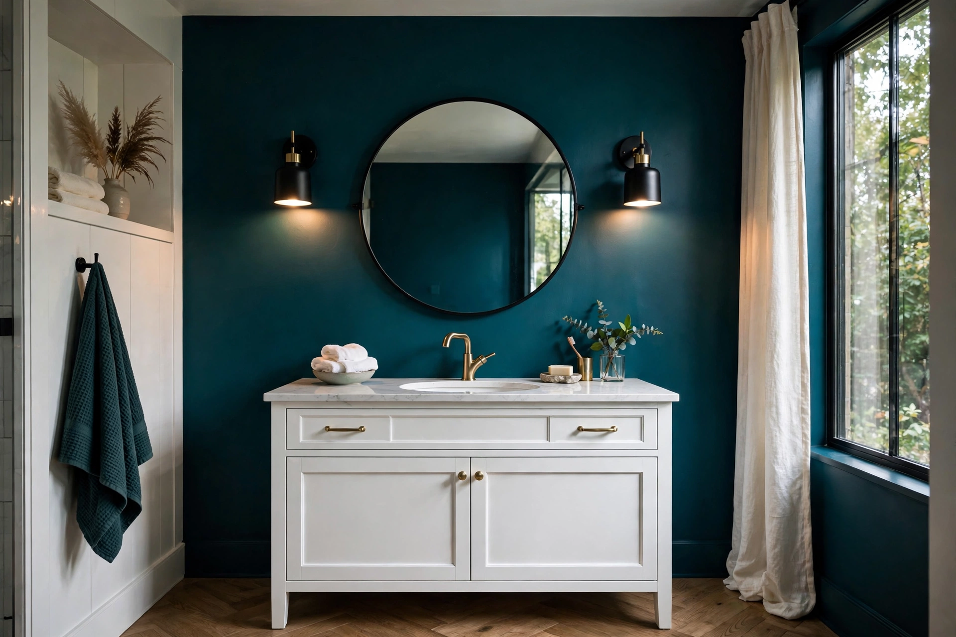 Bold Painted Accent Wall For Maximum Impact In Bathroom