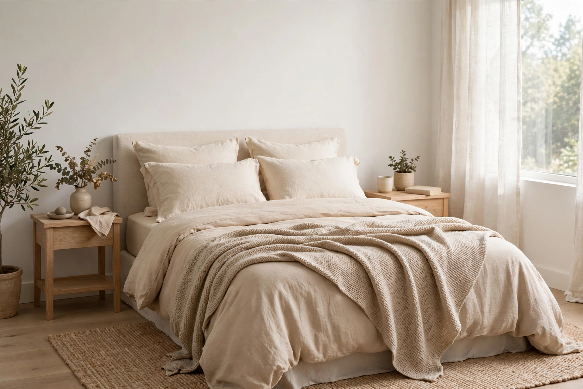 Serene Bedroom With Soft White And Warm Beige Neutrals