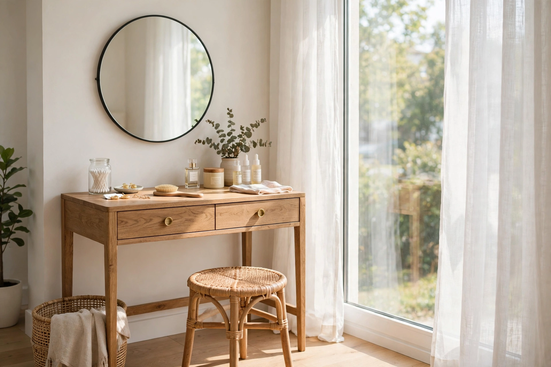 Vanity Table Positioned Beside Bedroom Window