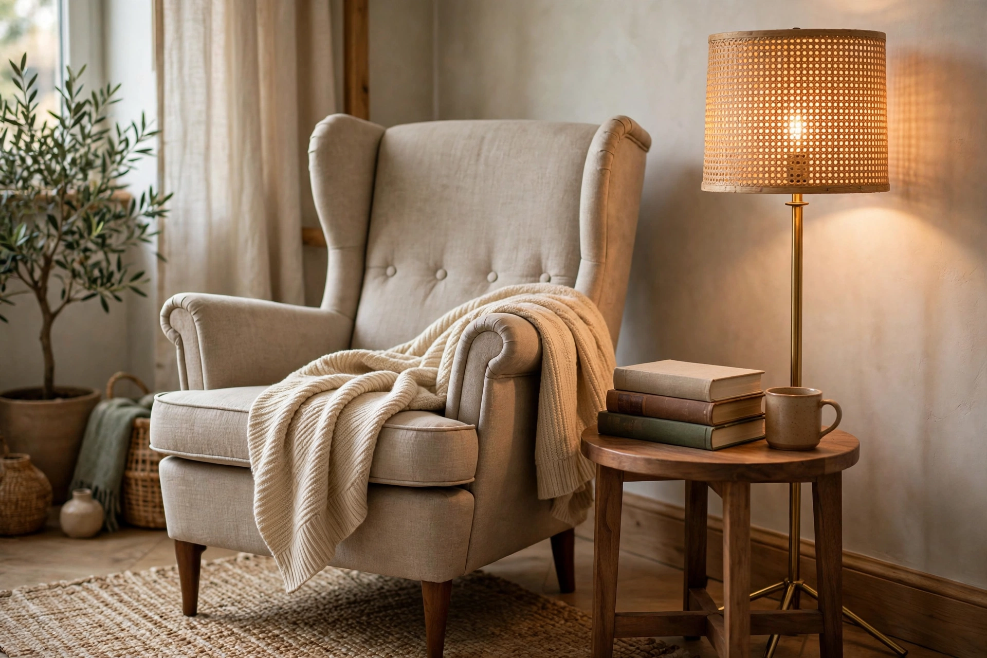 Cozy Reading Nook In A Living Room Corner