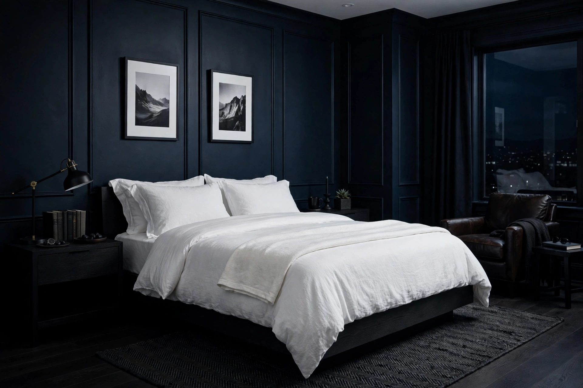 Masculine Bedroom With Moody Dark Walls For Drama