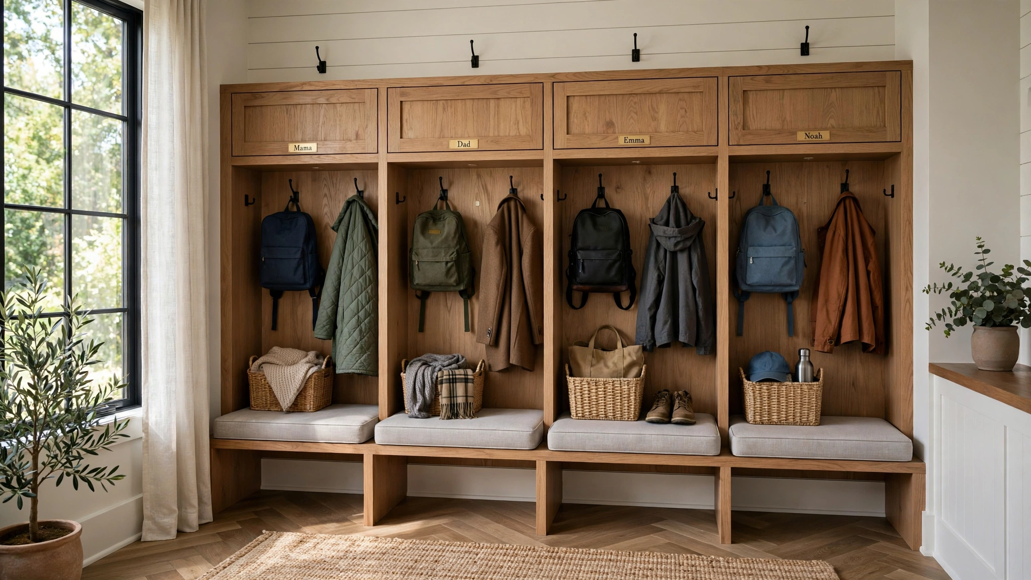 Mudroom design ideas with personalized lockers and cubbies for each family member
