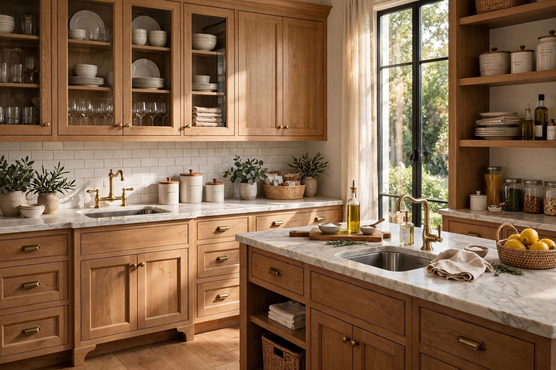 Butler's Pantry With A Second Prep Sink And Marble Countertop