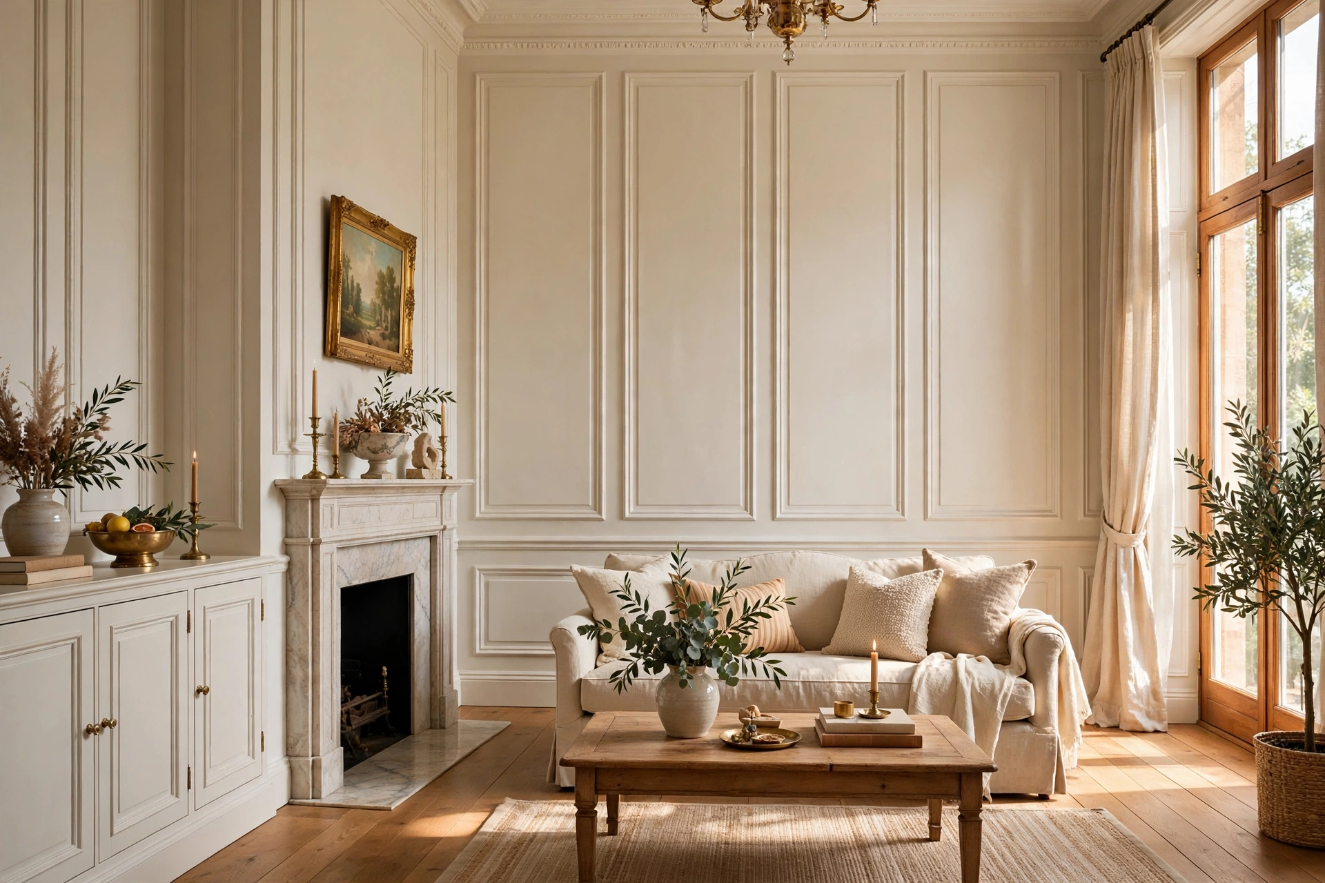 Floor To Ceiling Panel Molding In An Elegant Formal Living Room