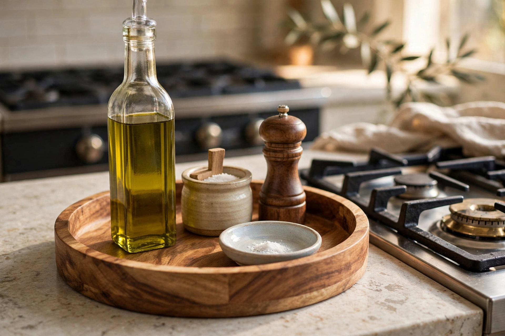 Decorative Tray Corraling Kitchen Countertop Essentials