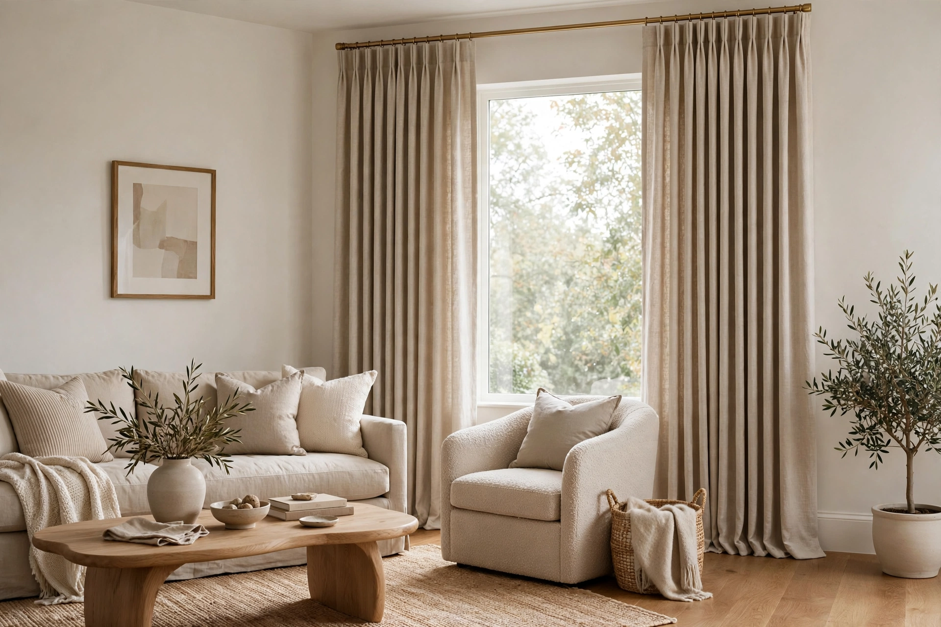 Floor Length Curtain Panels In Elegant Living Room
