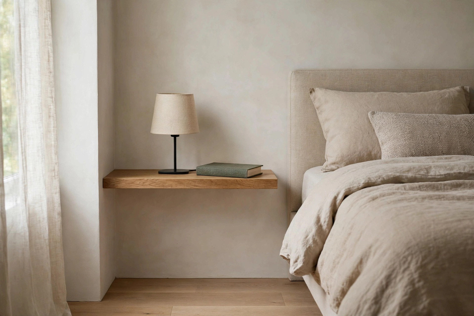 Wall Mounted Floating Nightstand Saving Floor Space In Bedroom