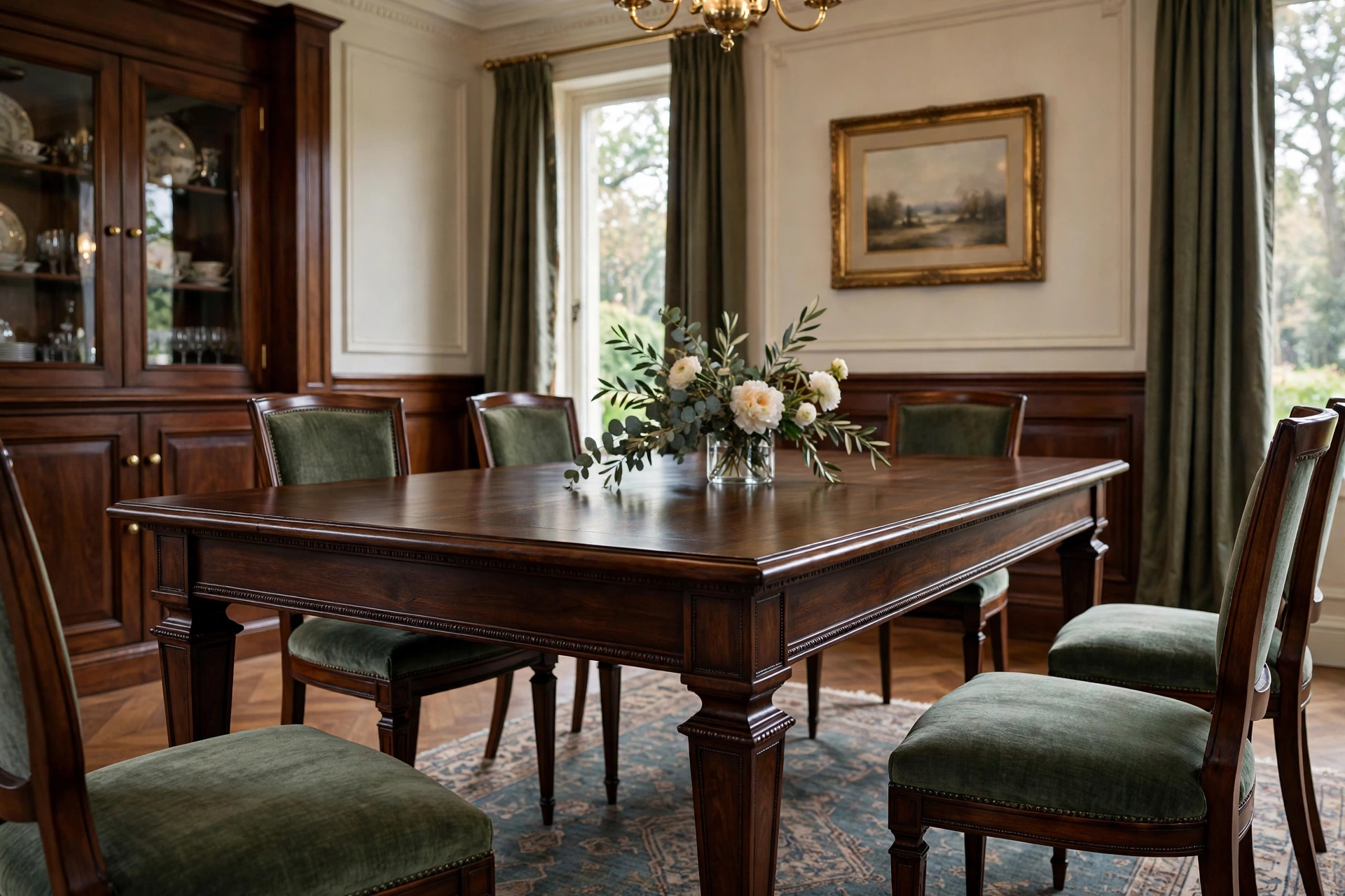Substantial Wood Dining Table In Formal Dining Room