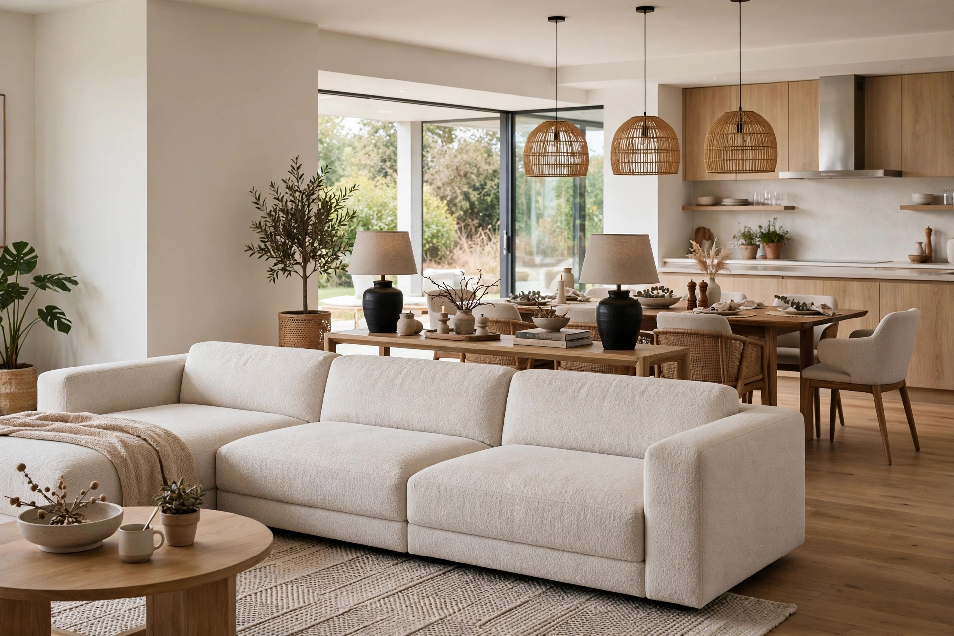 Floated Sectional Sofa Defining Zones In Open Plan Room