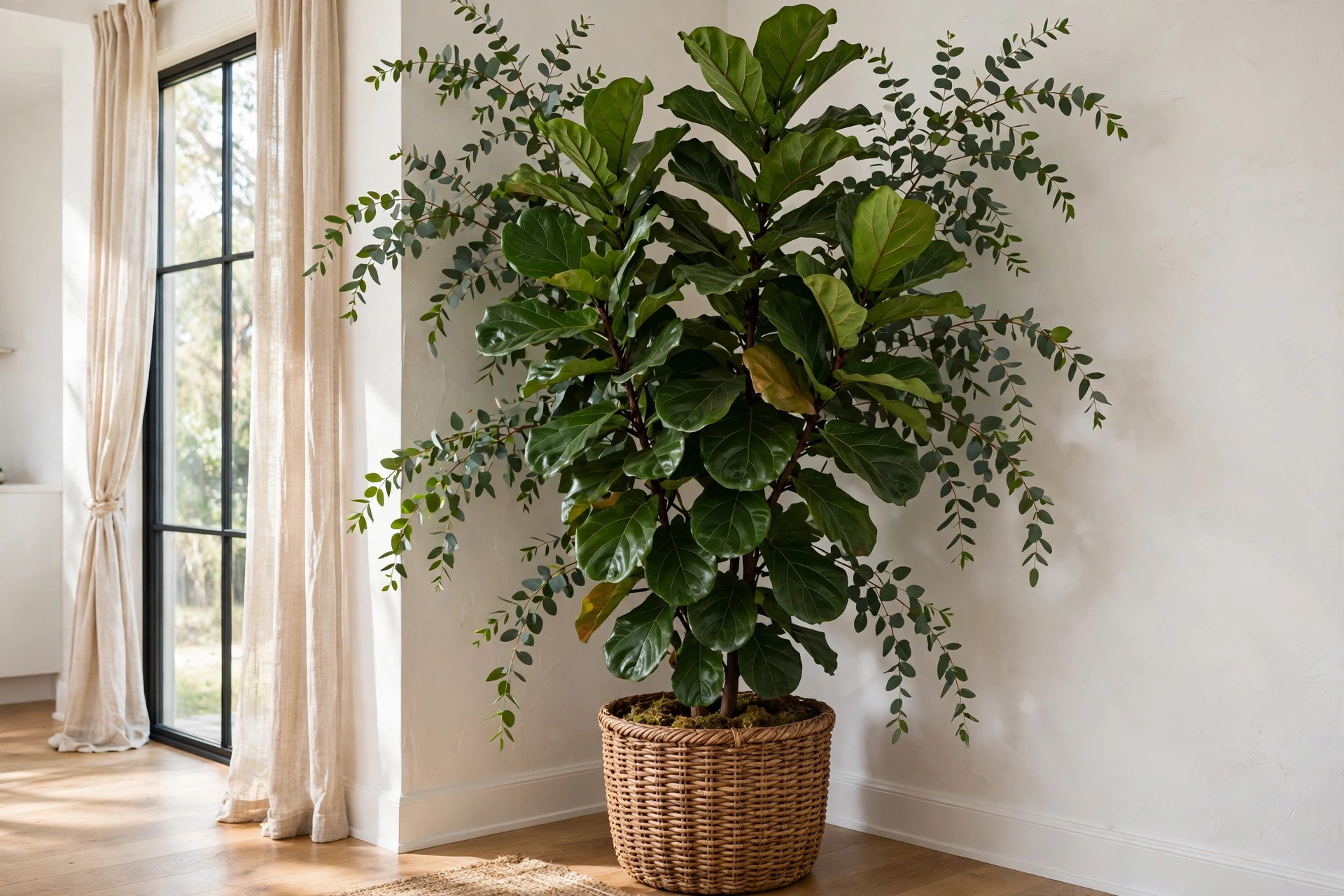 Large Statement Plant Filling A Living Room Corner