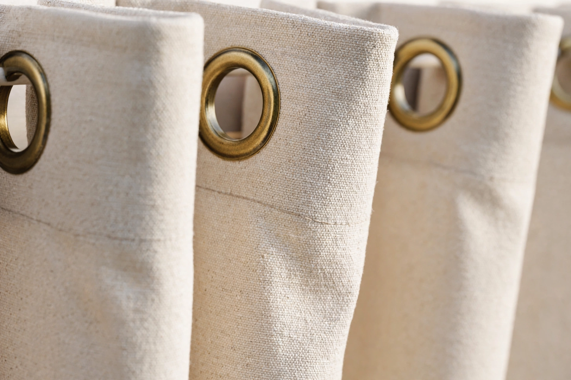 Close up of weatherproof outdoor curtain fabric texture in natural light