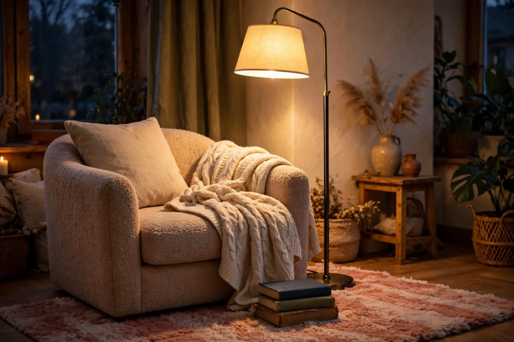 Floor Lamp Lighting A Cozy Reading Corner Chair