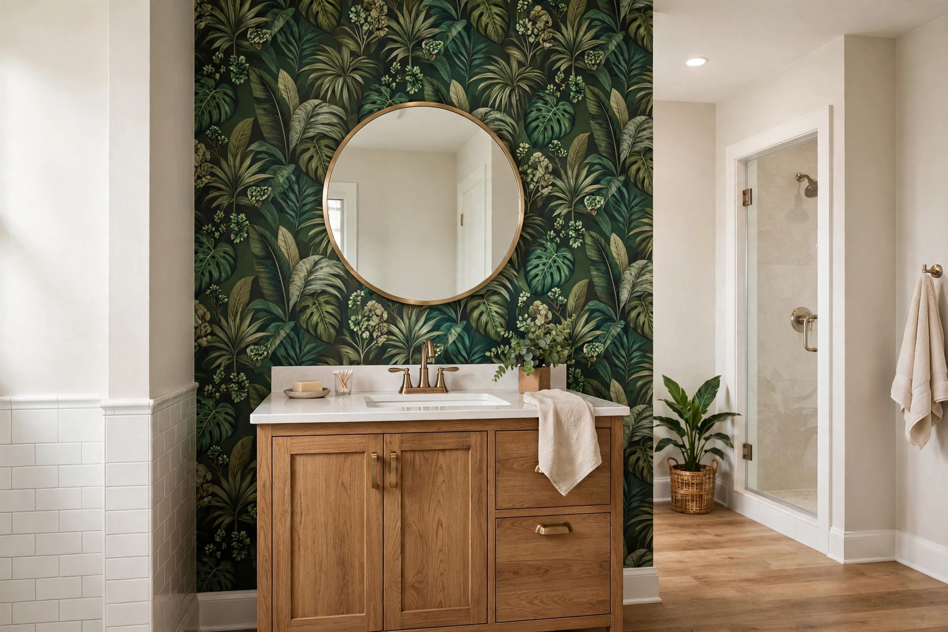 Patterned Wallpaper Accent Wall Made For Bathrooms