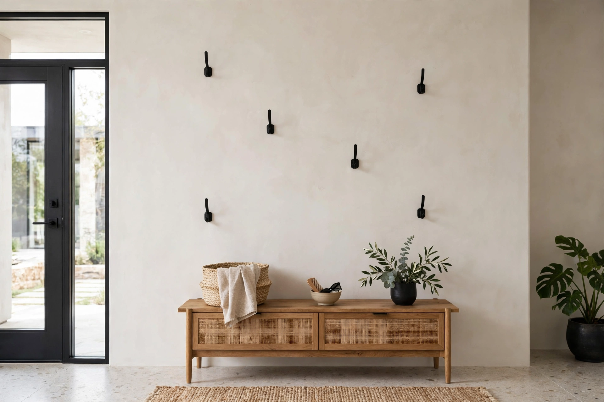 Staggered Individual Coat Hooks At Different Heights