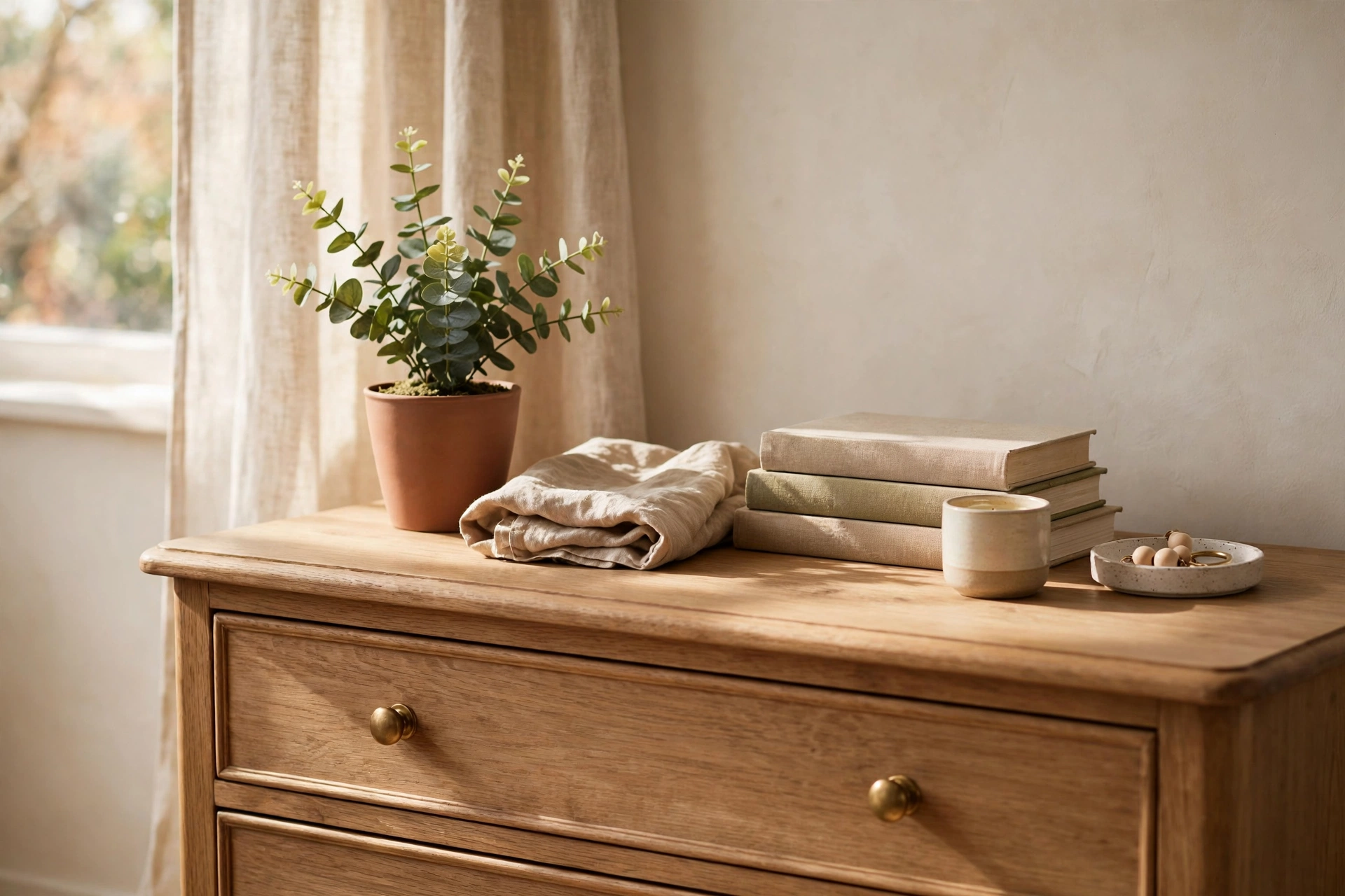 Small Potted Plant Bringing Life to a Dresser Top