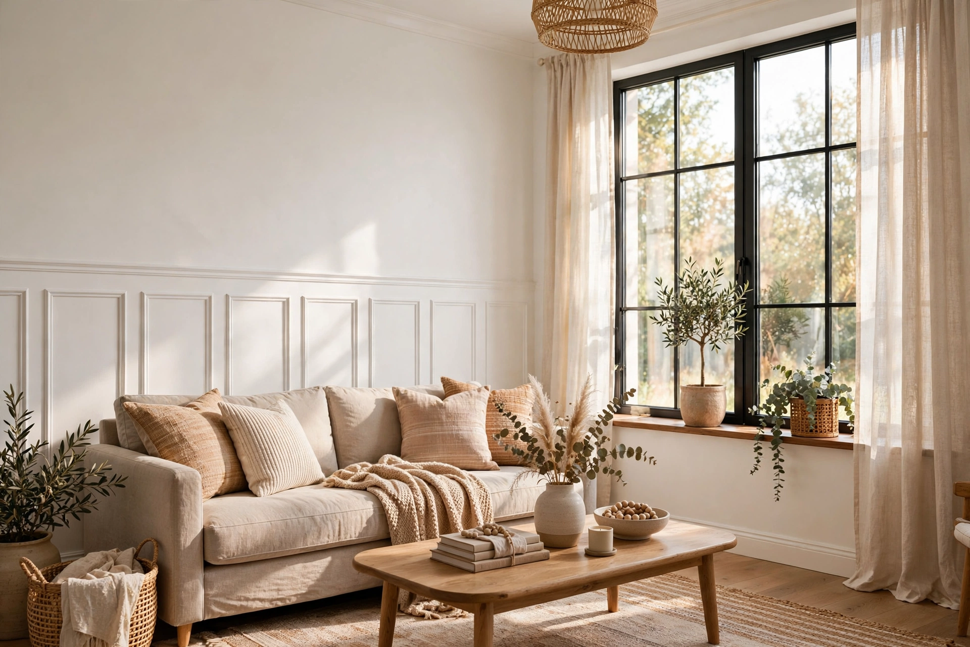 Board And Batten Wall Molding Painted White In A Living Room