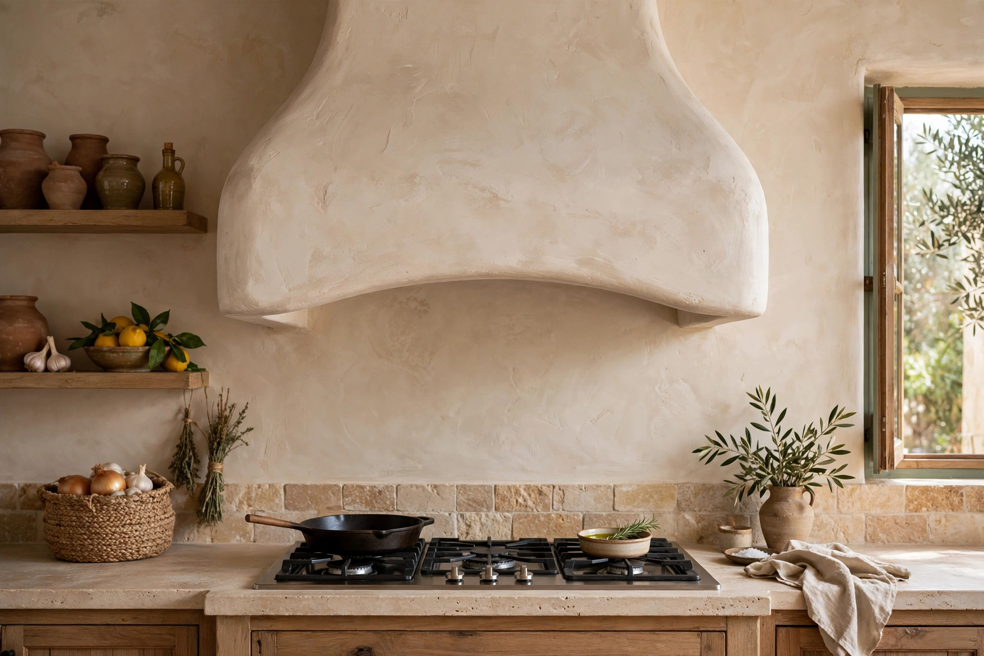 Plaster Range Hood With Soft Curved Edges