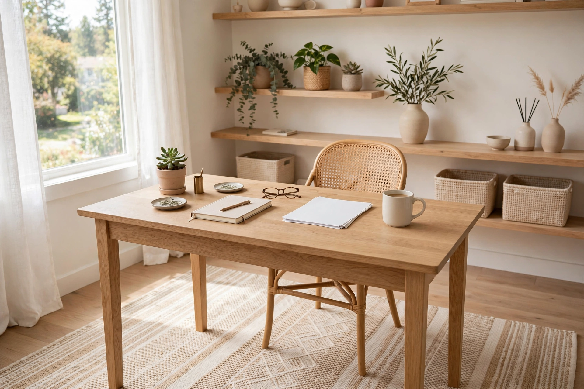 Washable Rug In Bright Home Office