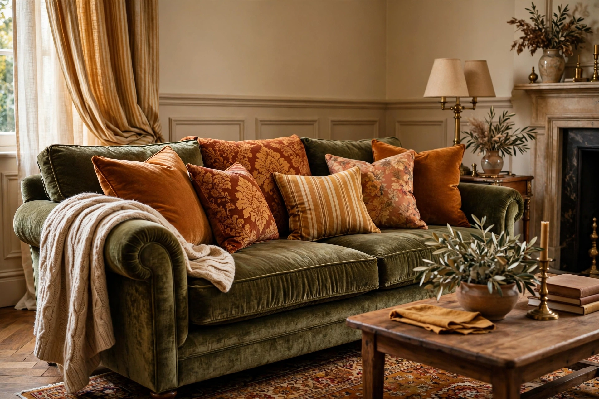 Art deco living room design ideas with mirrored side tables and a black lacquered coffee table