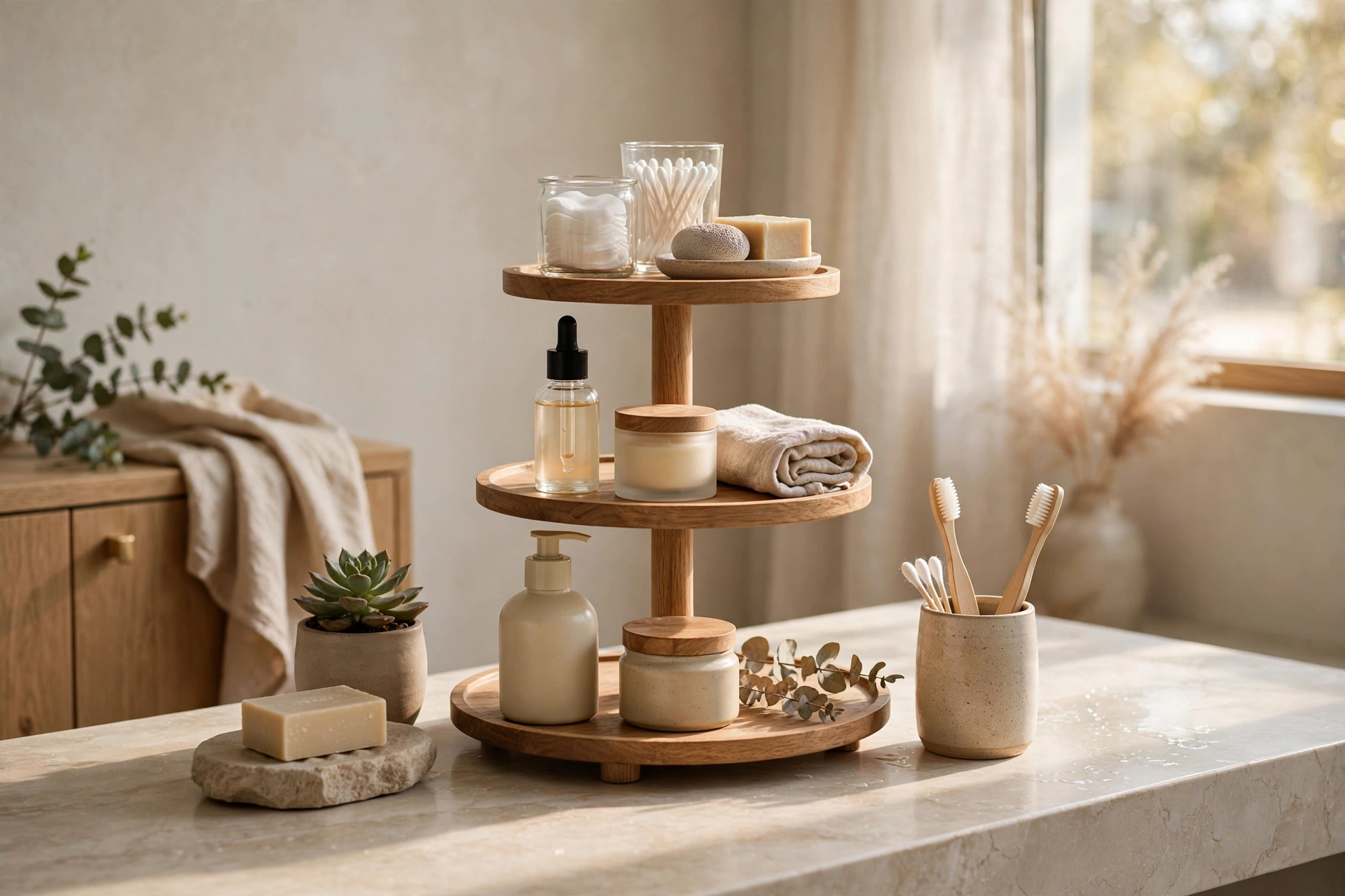 Tiered Stand Organizing Bathroom Counter Products