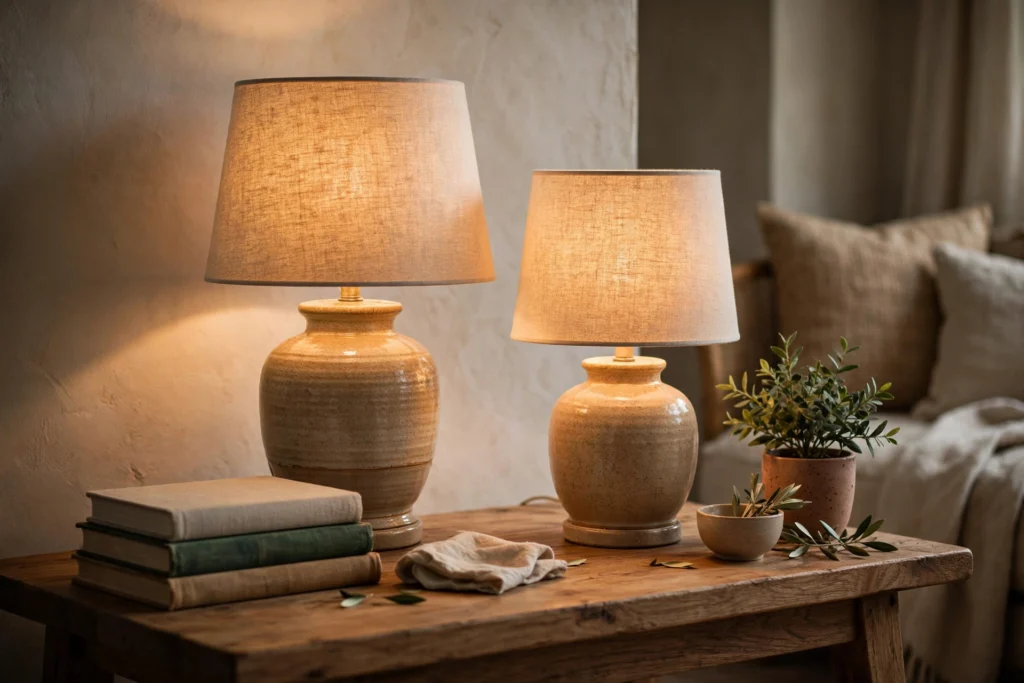 Decorative Table Lamps Styled On A Living Room Side Table