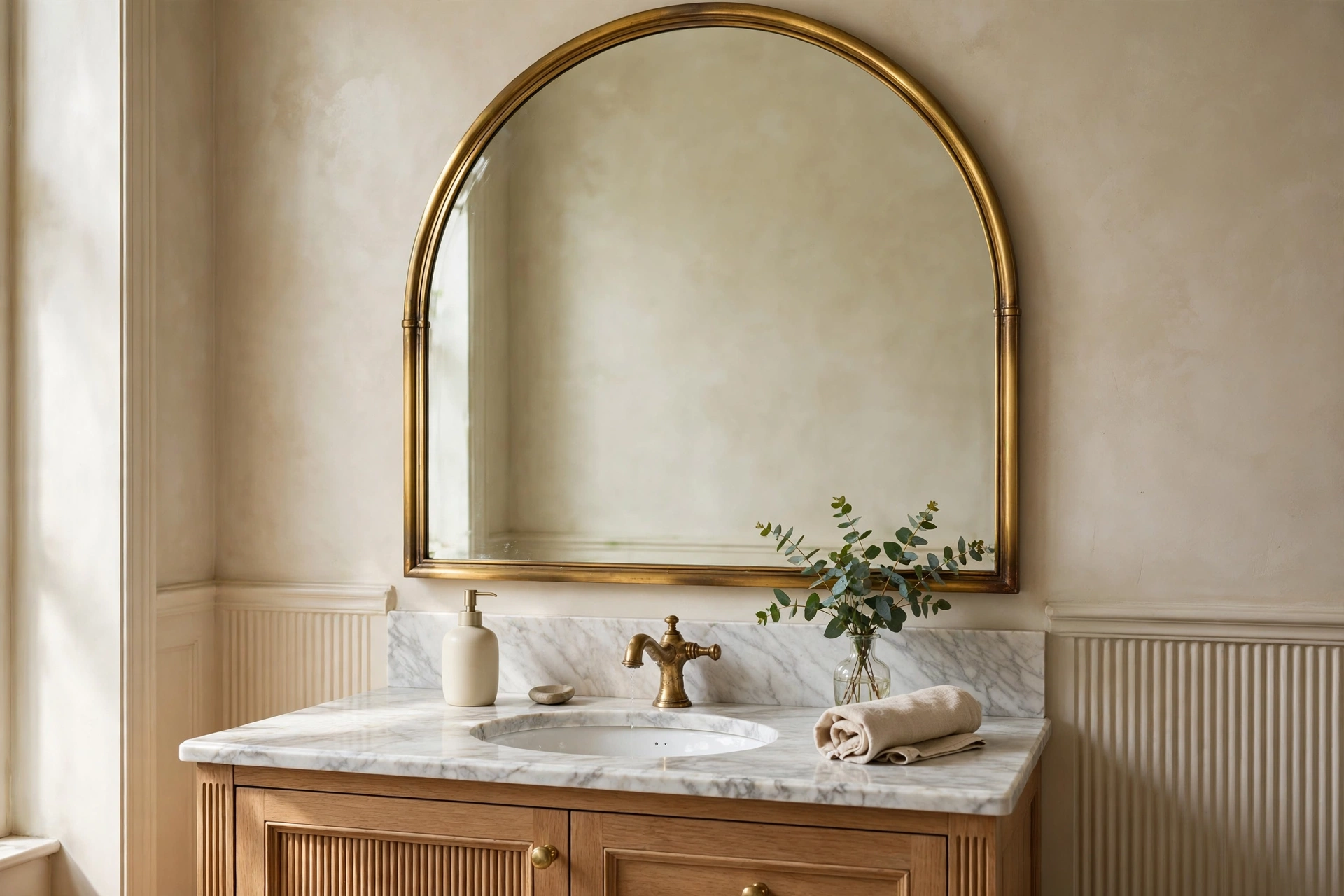 Statement Mirror Above The Bathroom Sink