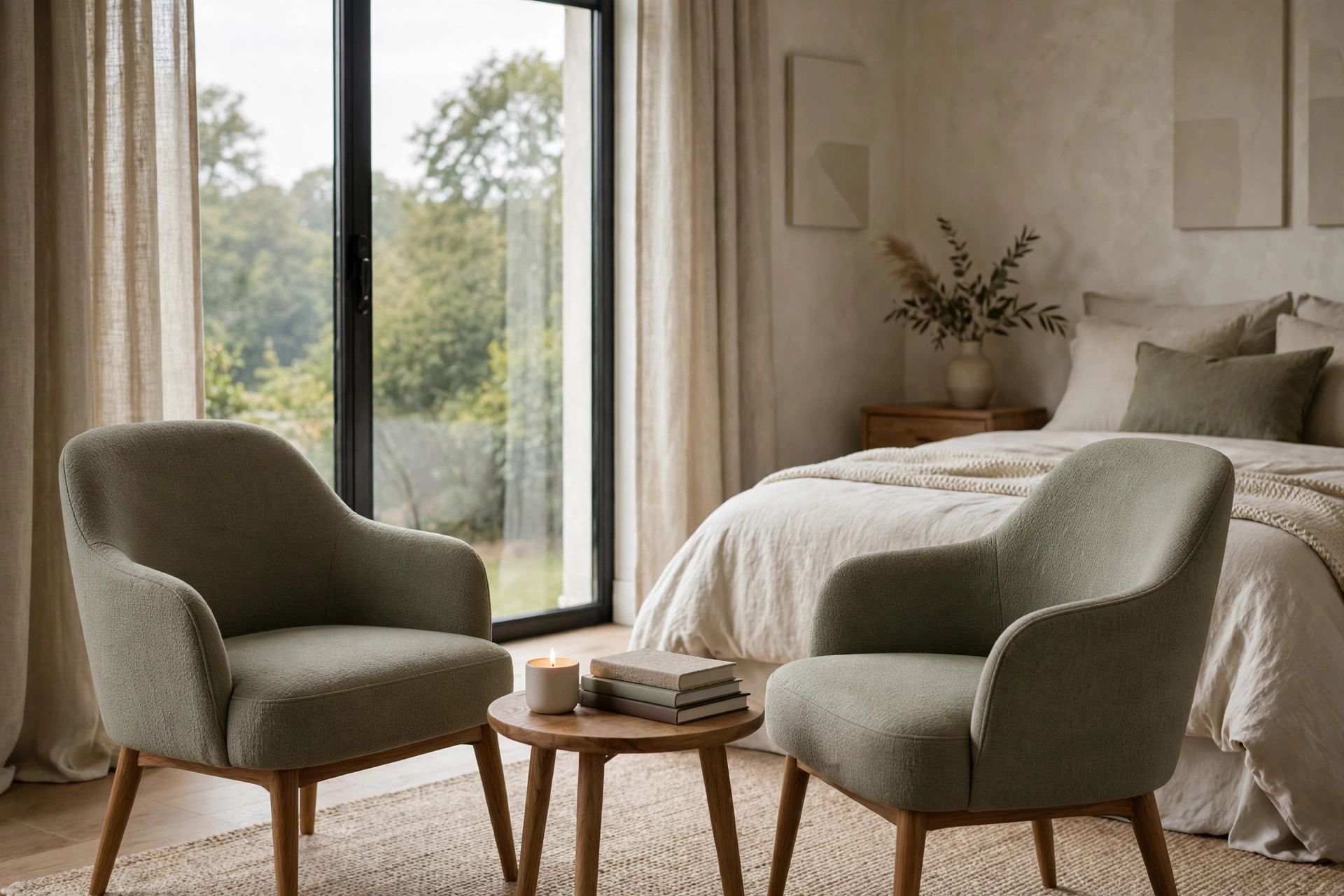 Two Accent Chairs Forming Bedroom Conversation Nook