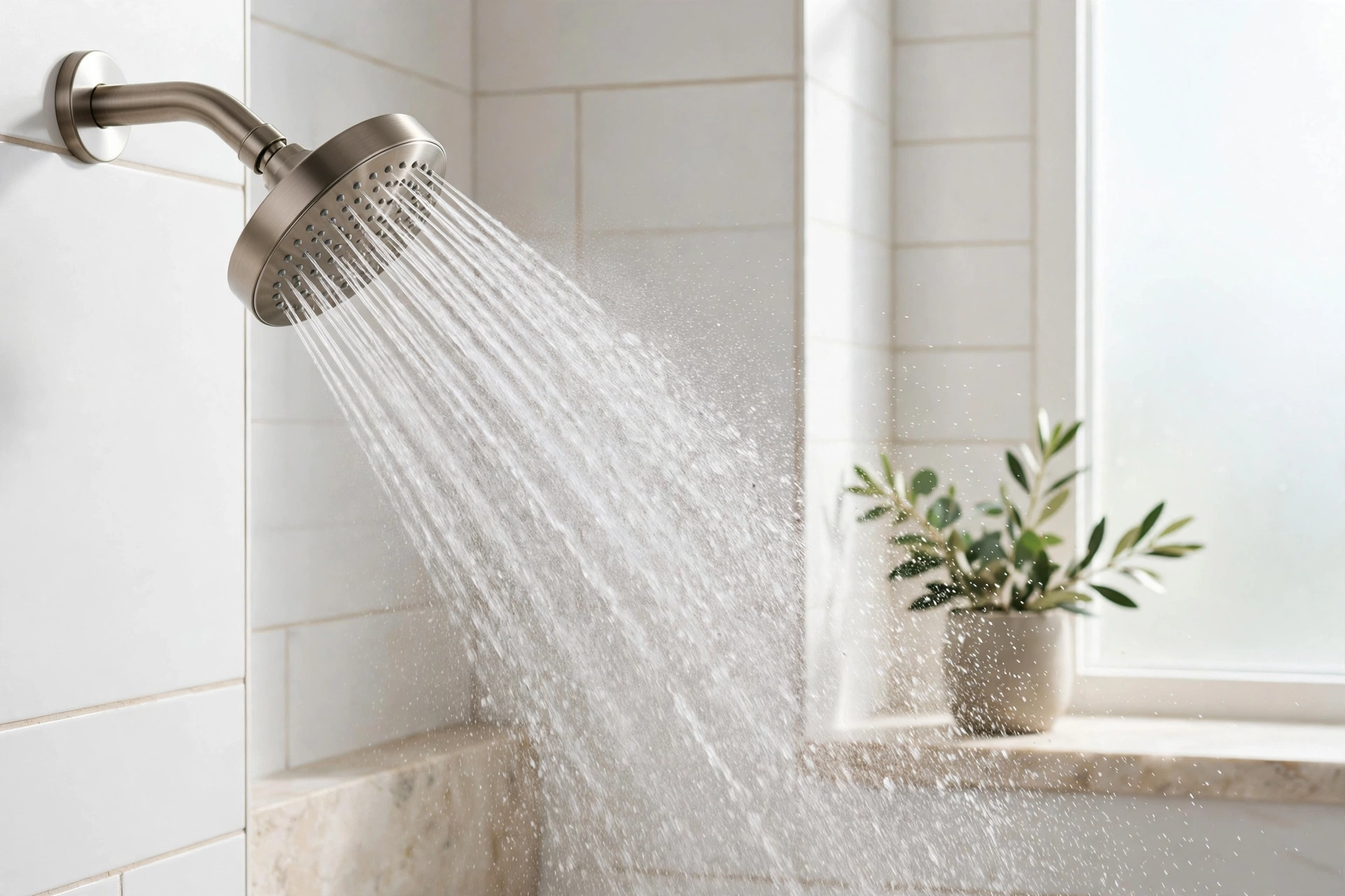 WaterSense certified low-flow shower head with an eco spray pattern