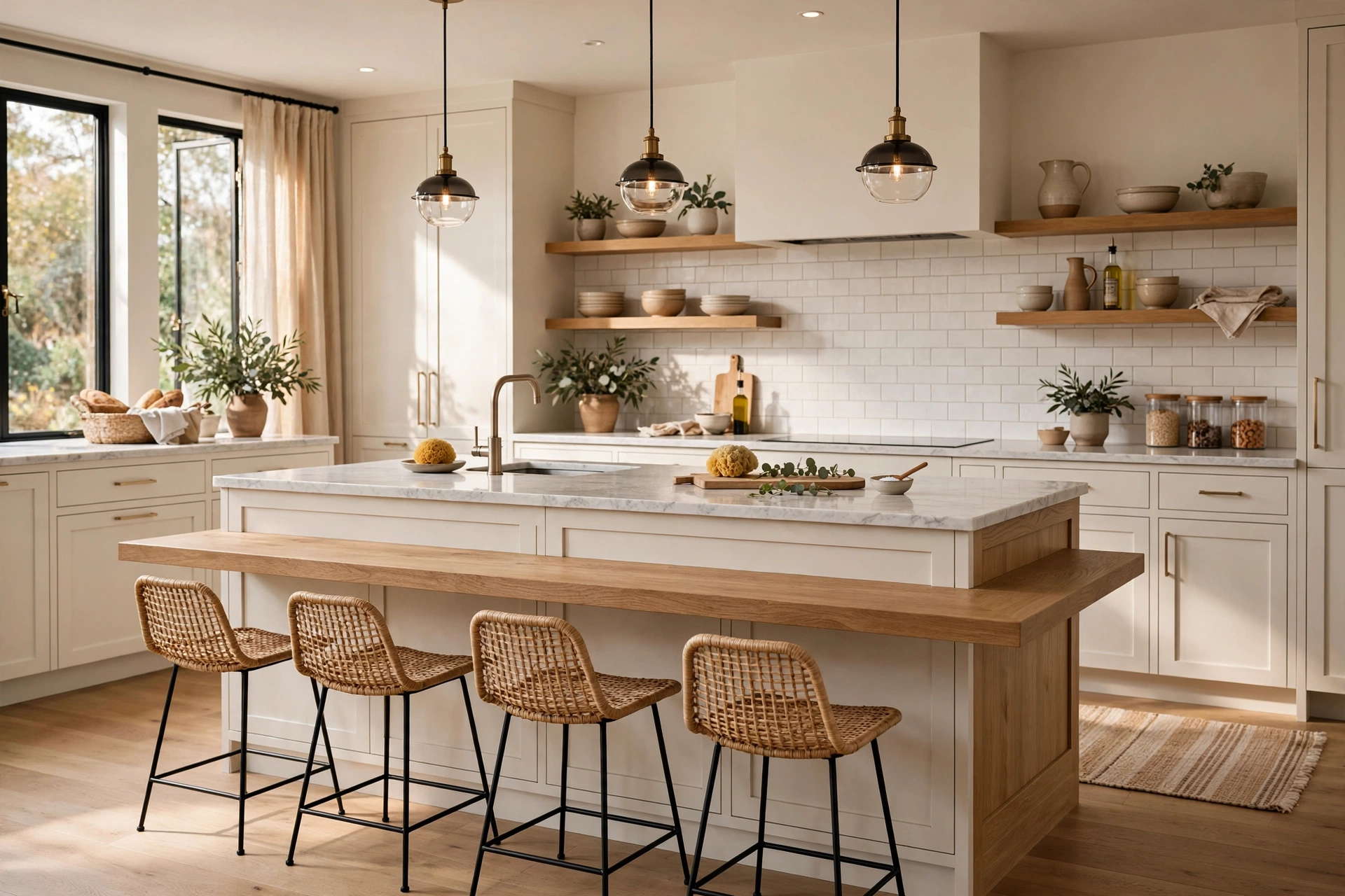 Two Tier Kitchen Island With A Lower Dining Ledge