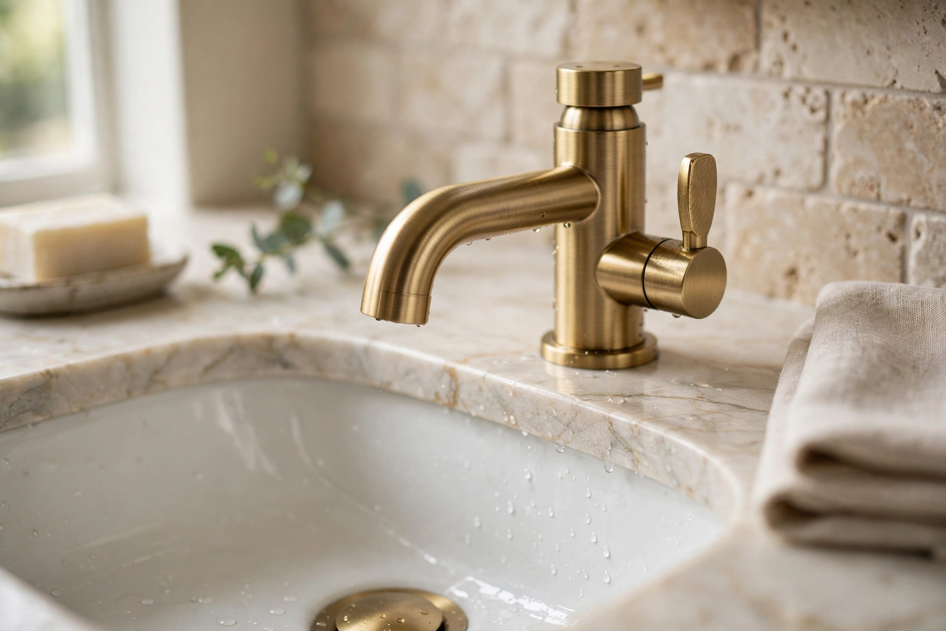 Elegant Upgraded Faucet At Bathroom Sink