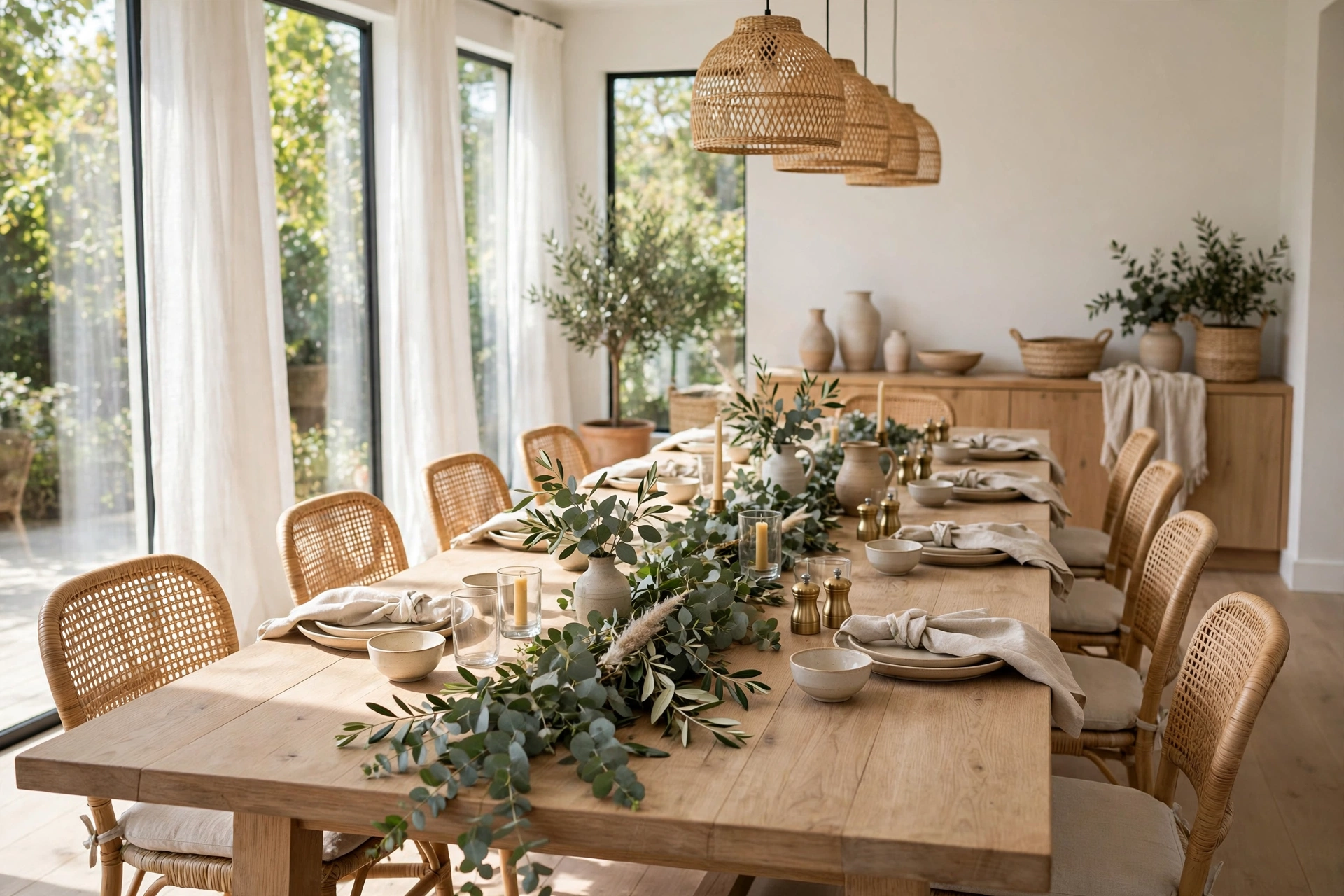 Eucalyptus Garland Runner Down Dining Table Center