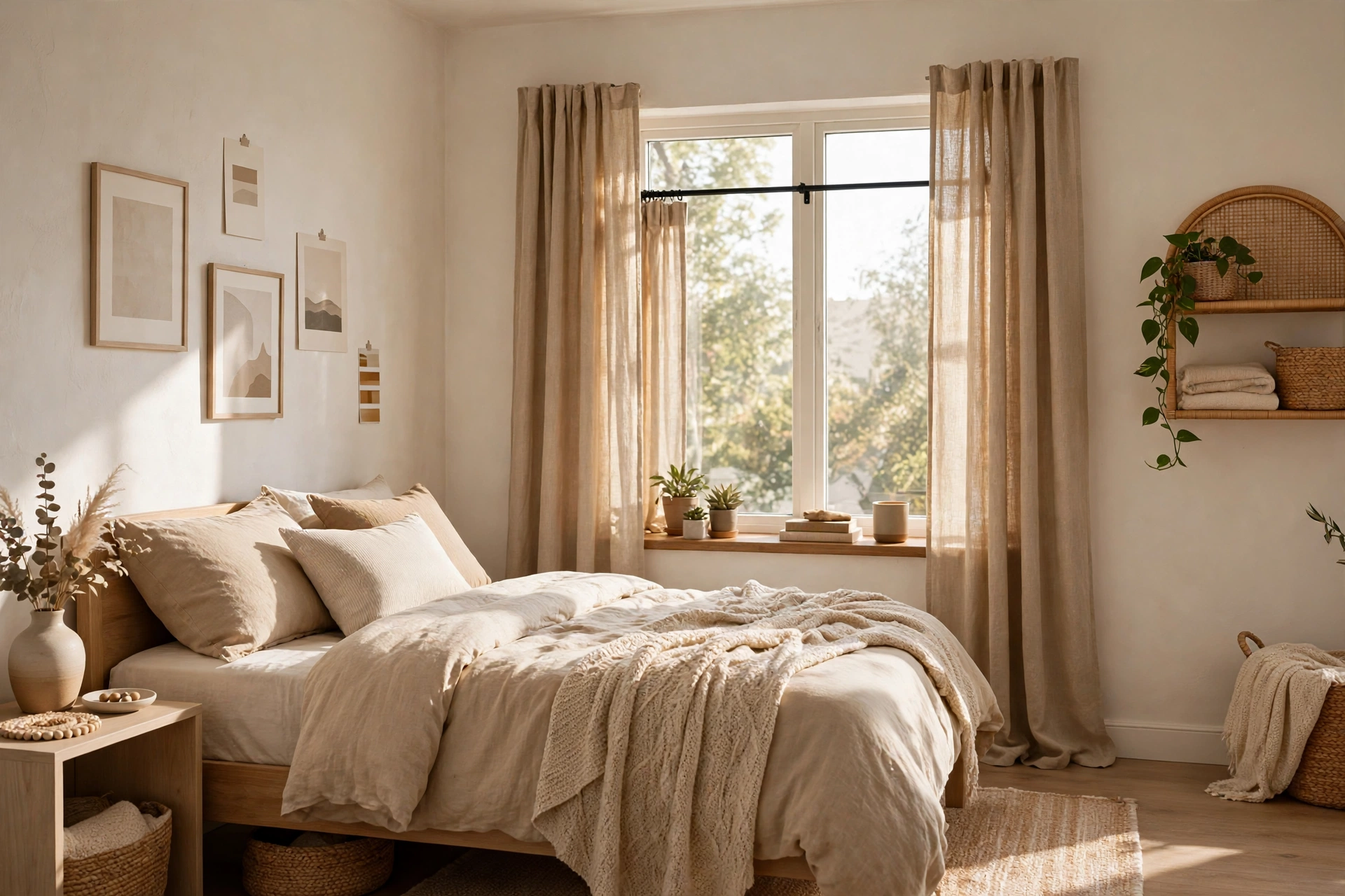 Tension Rod Curtains Renter Friendly Bedroom