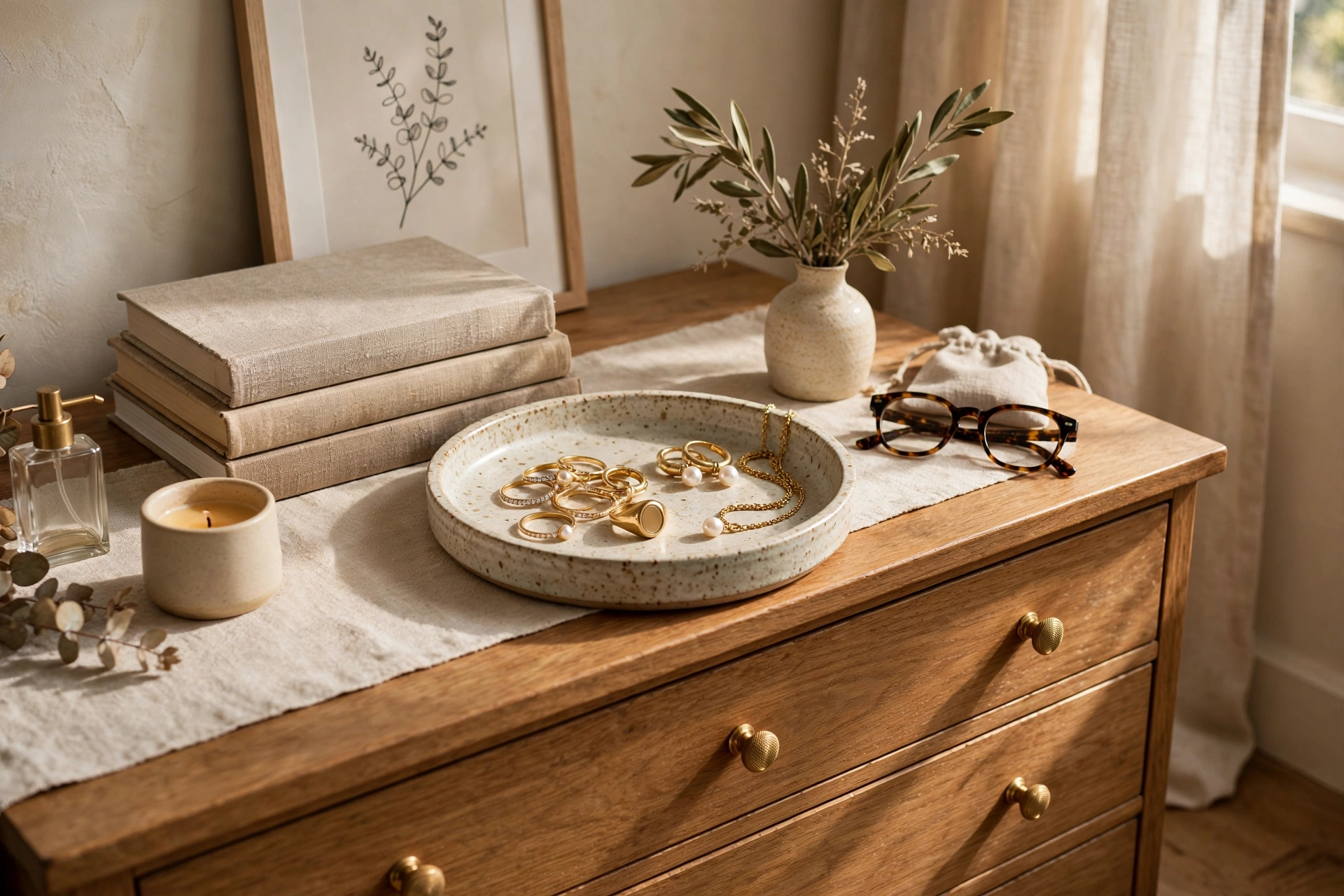 Catch-All Dish for Jewelry Placed on a Dresser