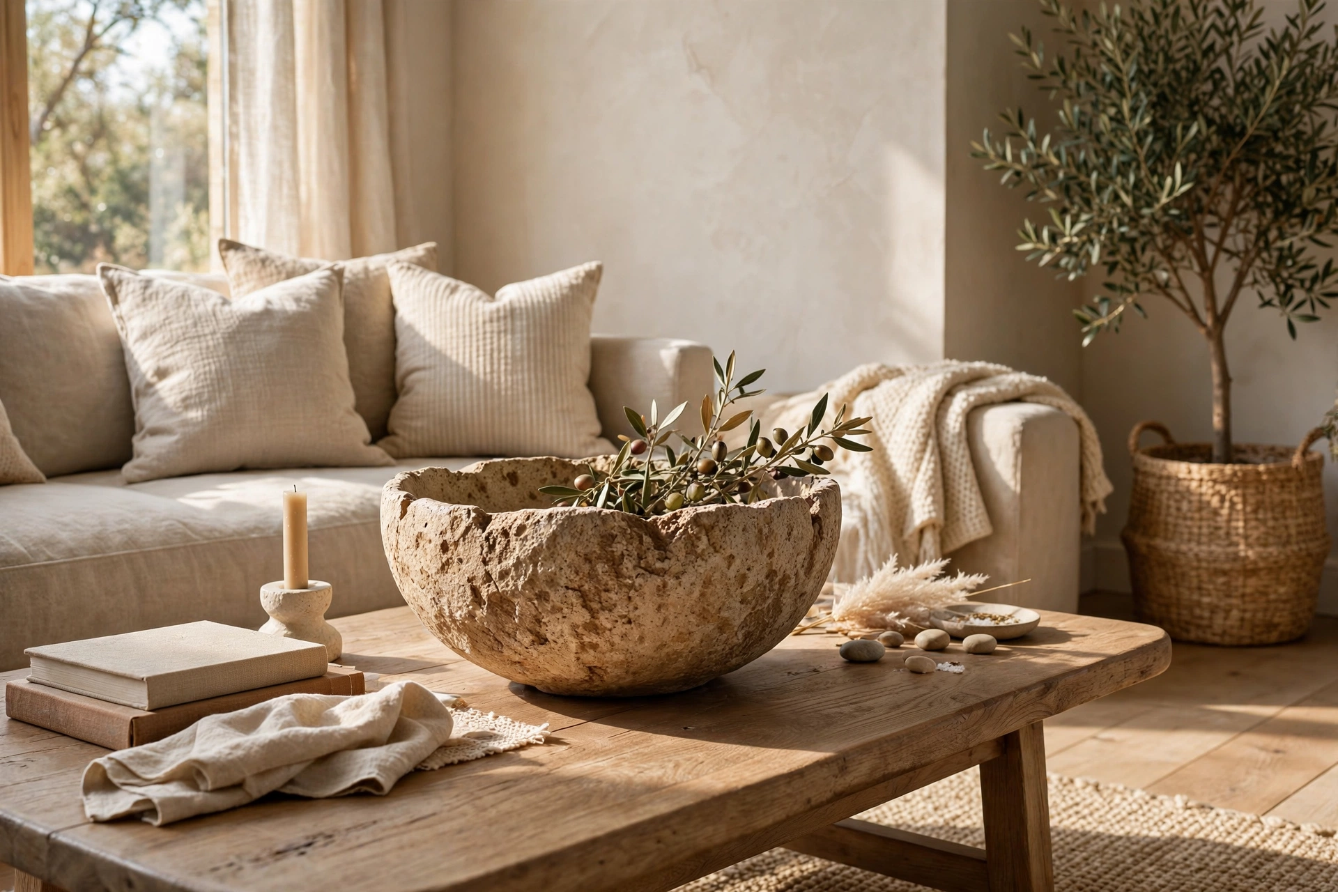 Decorative Bowl With Natural Texture on Coffee Table