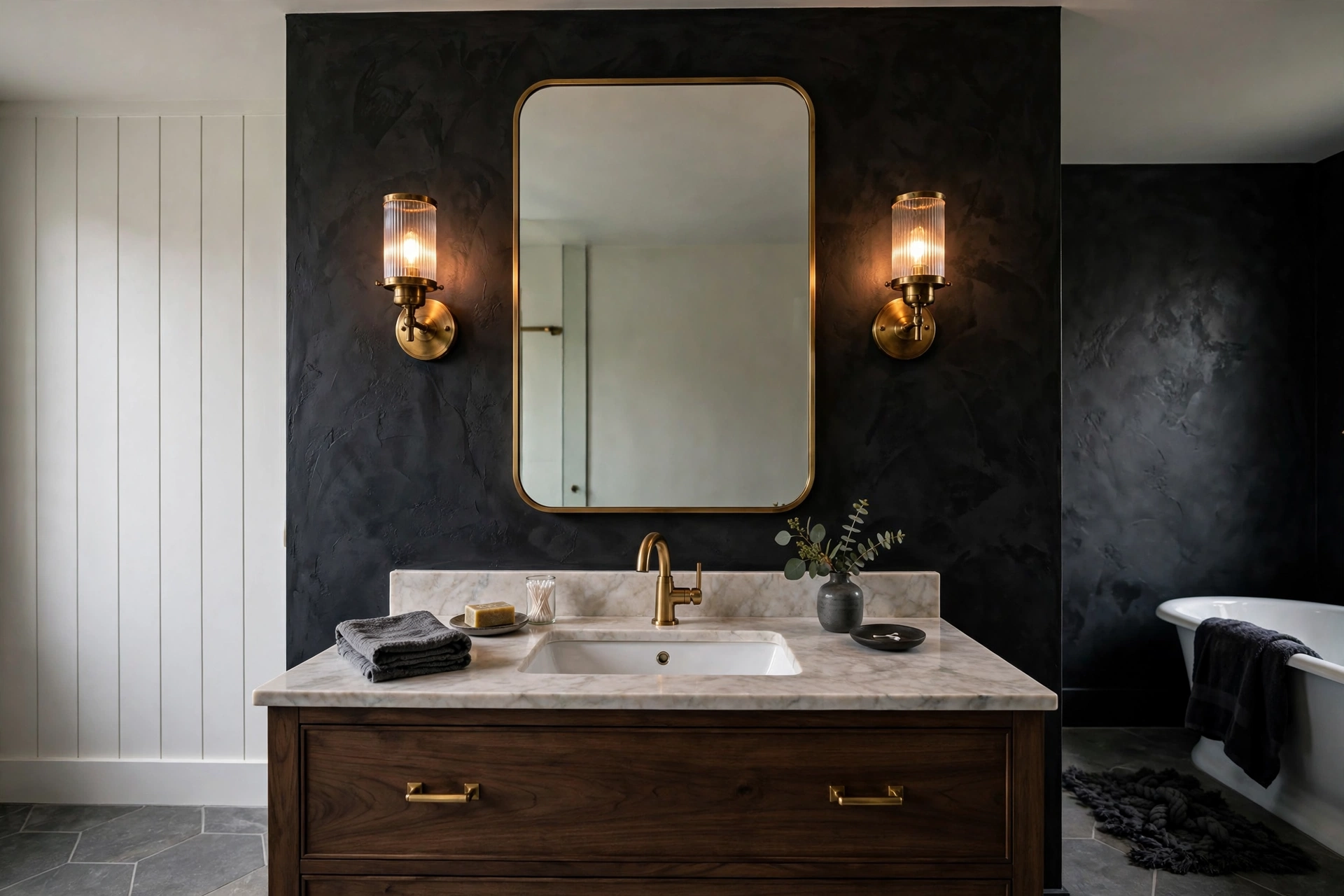Dark Moody Accent Wall In Bathroom