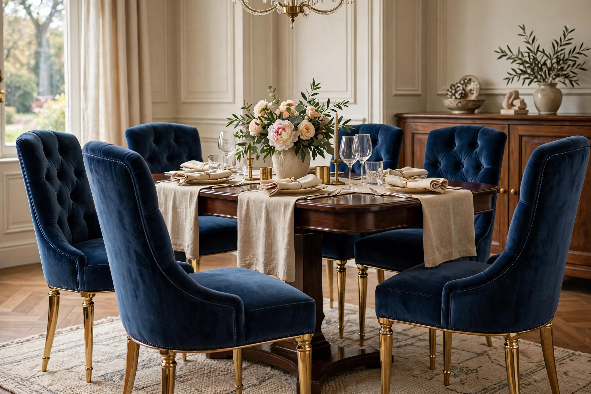 Upholstered Dining Chairs In Elegant Formal Dining Room