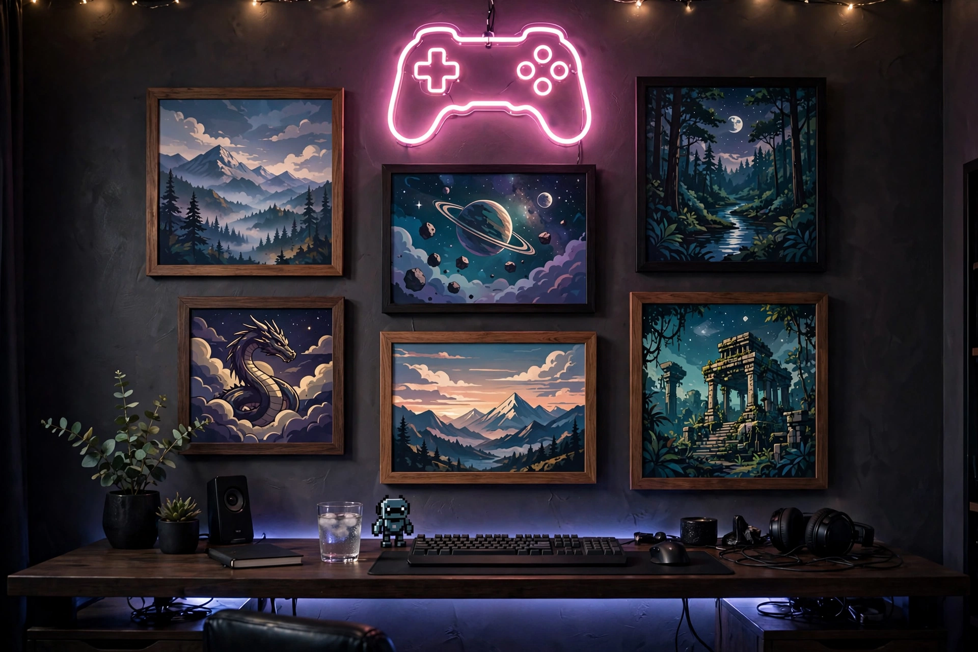 Themed Gaming Posters And Wall Art Above Setup
