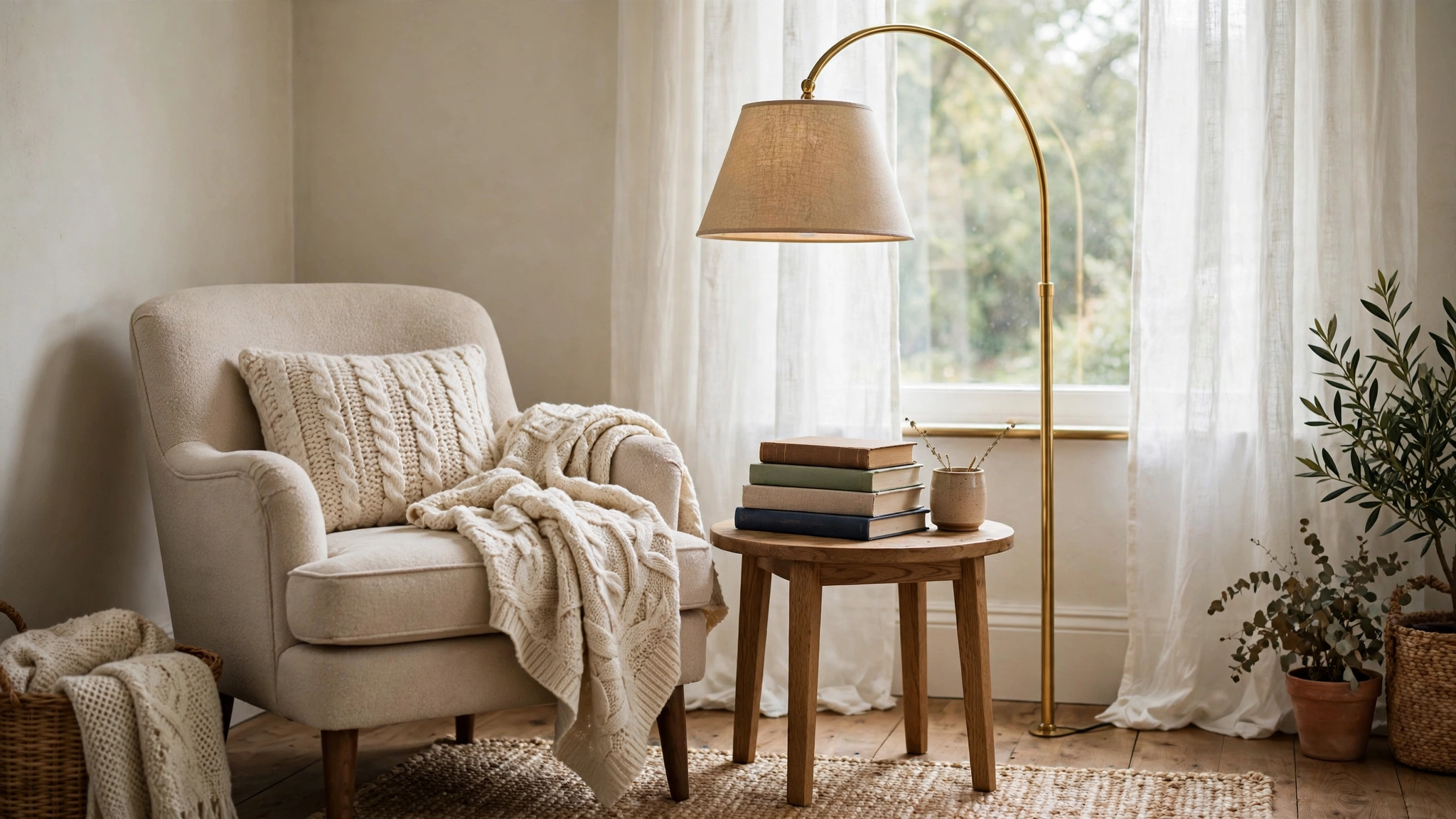 Guest bedroom design ideas with a cozy reading corner armchair and floor lamp