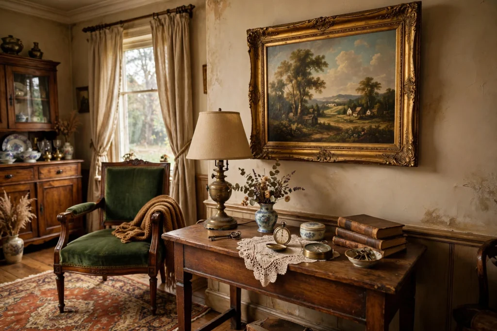 Traditional living room design ideas with antique vintage pieces and heirloom decor accents