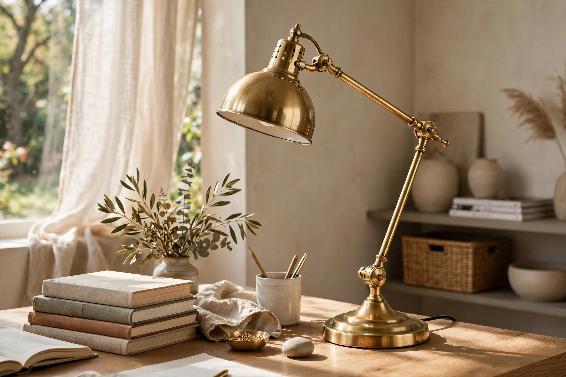Brass Pharmacy Lamp With Adjustable Shade