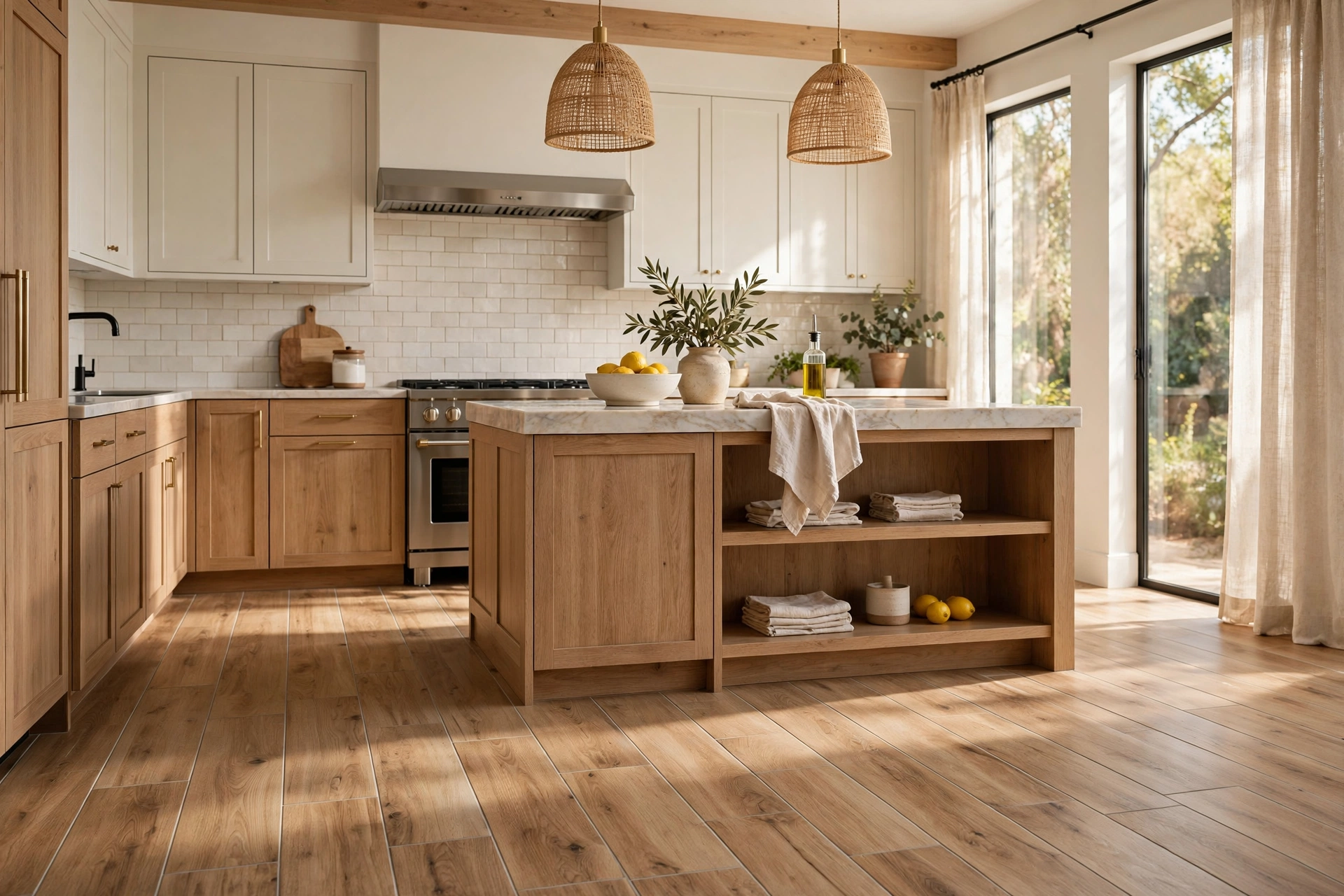 Porcelain Tile Kitchen Floor With Wood Look Finish