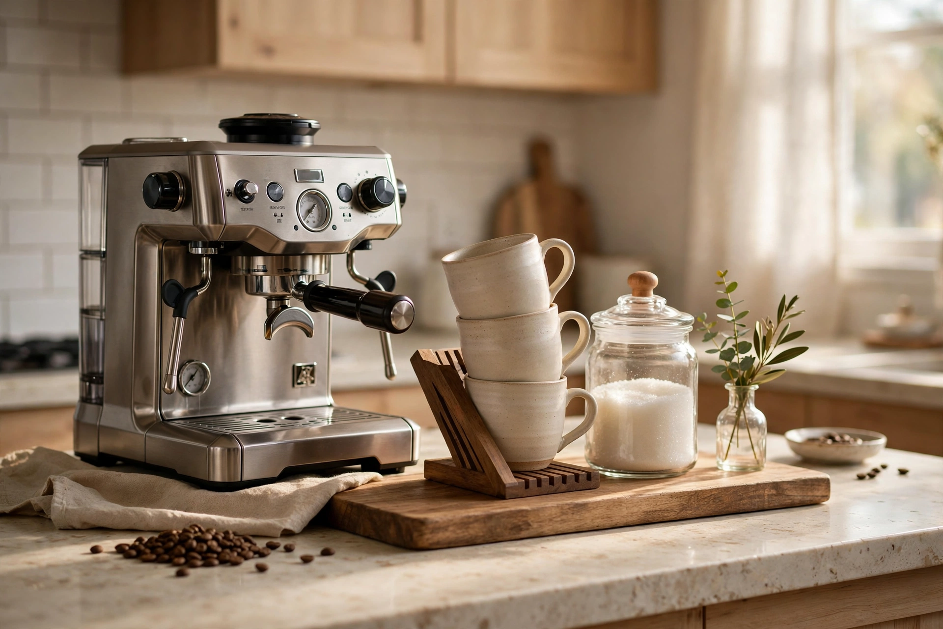 Styled Coffee Station Vignette On Kitchen Counter